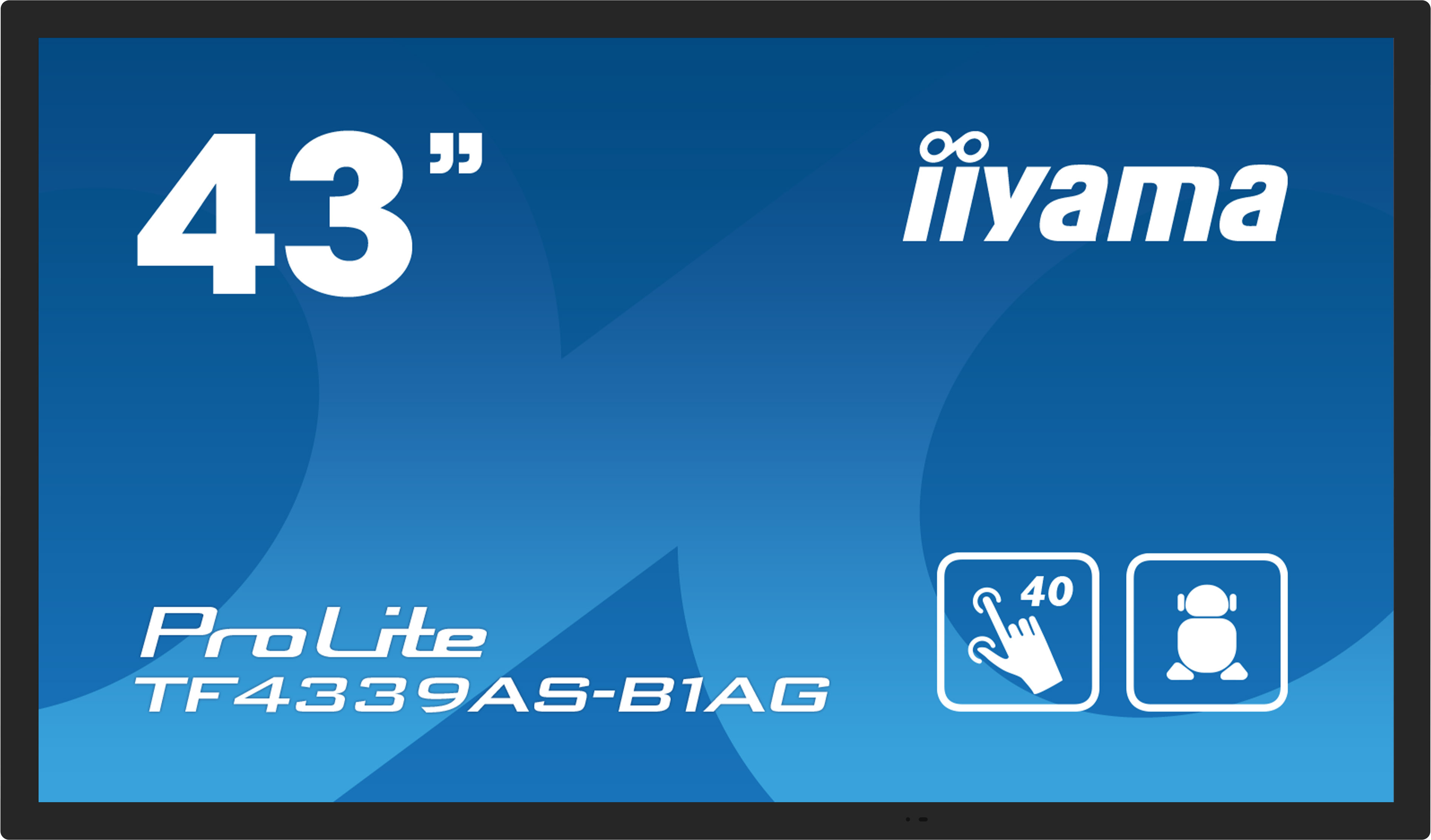 iiyama TF4339AS-B1AG skilte display Digital fladpaneldisplay 108 cm (42.5") LED 500 cd/m² 4K Ultra HD Sort Berøringsskærm Indbygget processer Android 24/7