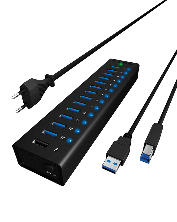 ICY BOX IB-AC6113 USB 3.2 Gen 1 (3.1 Gen 1) Type-B 5000 Mbit/s Sort
