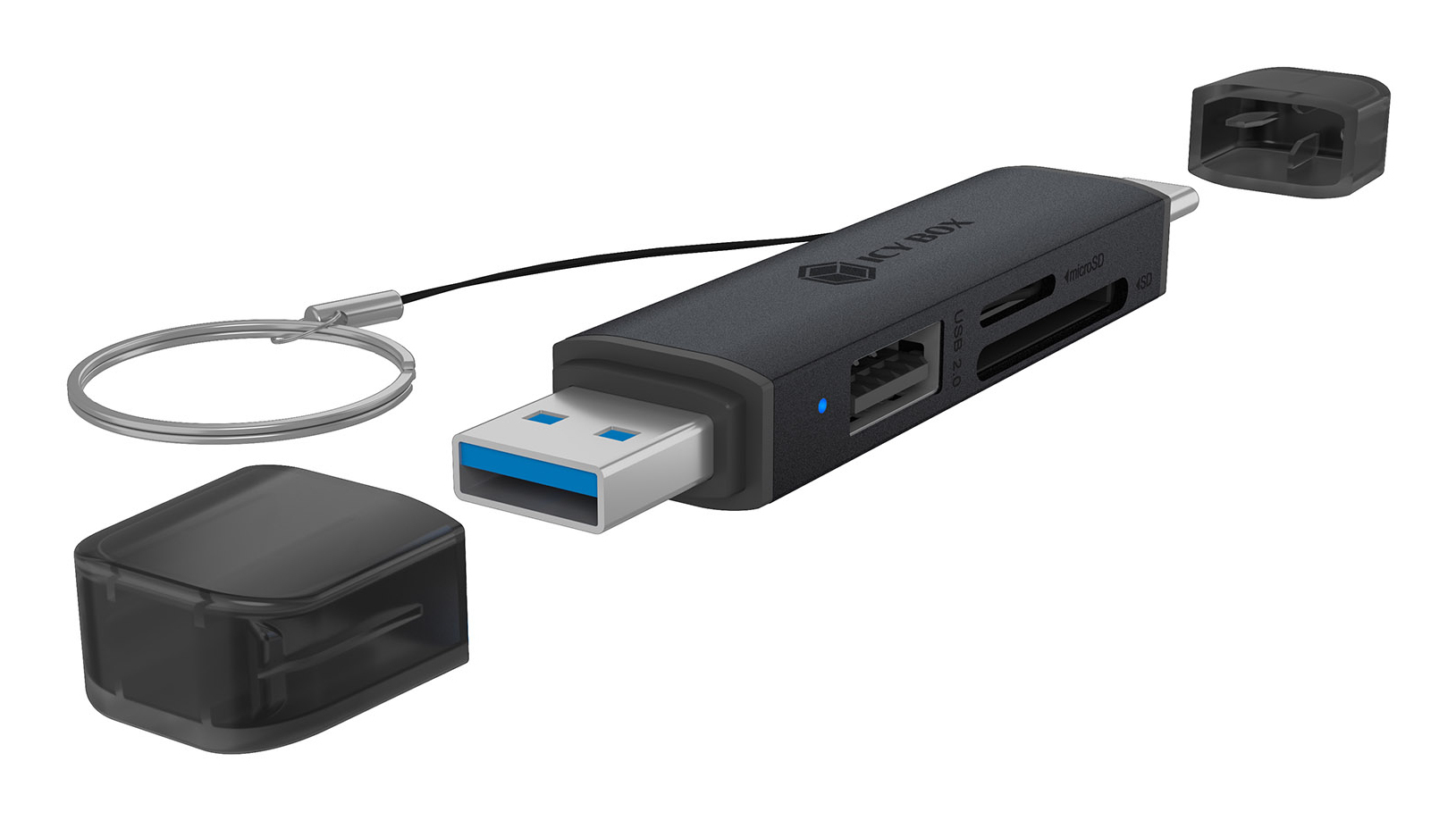 ICY BOX IB-CR203-CU3 kortlæser USB 3.2 Gen 1 (3.1 Gen 1) Type-A/Type-C Sort