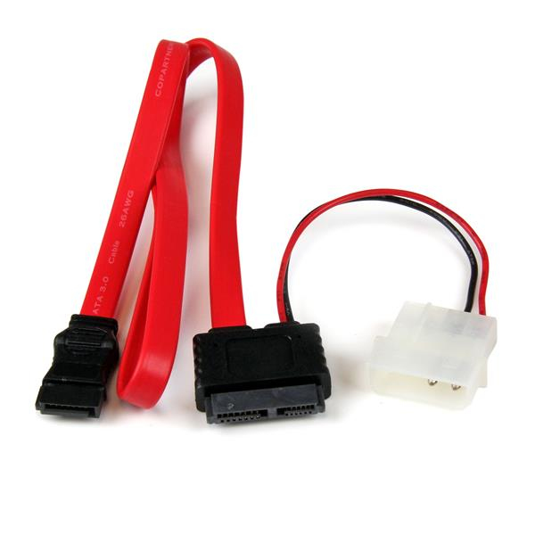 StarTech.com SLSATAF20 SATA-kabel 0,508 m SATA 13-pin SATA 7-pin + Molex (4-pin) Rød