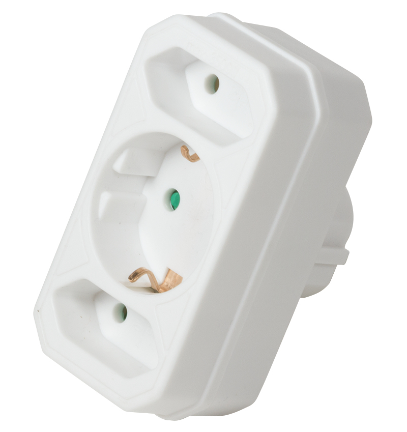 LogiLink LPS221 strømstik adapter Type F Type C (Europlug)+Type F Hvid