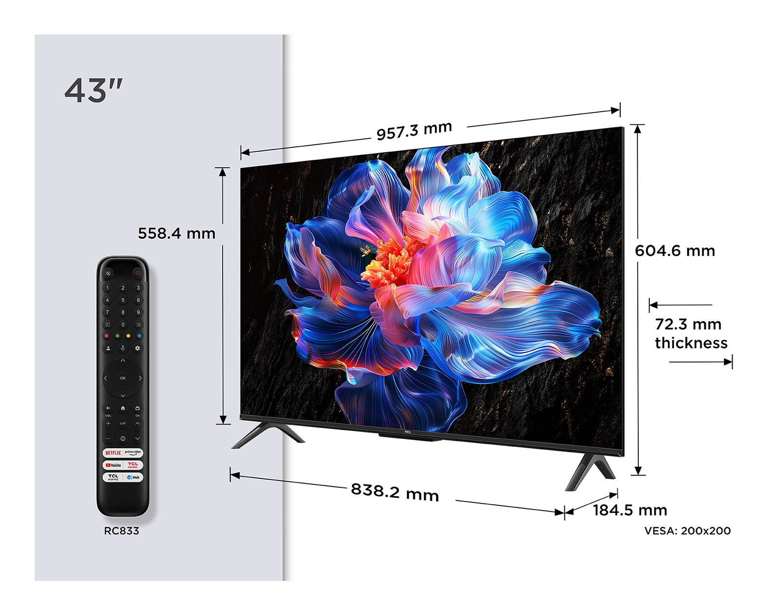 TCL P6K 43P6K TV 109,2 cm (43") 4K Ultra HD Smart TV Wi-Fi Metallic