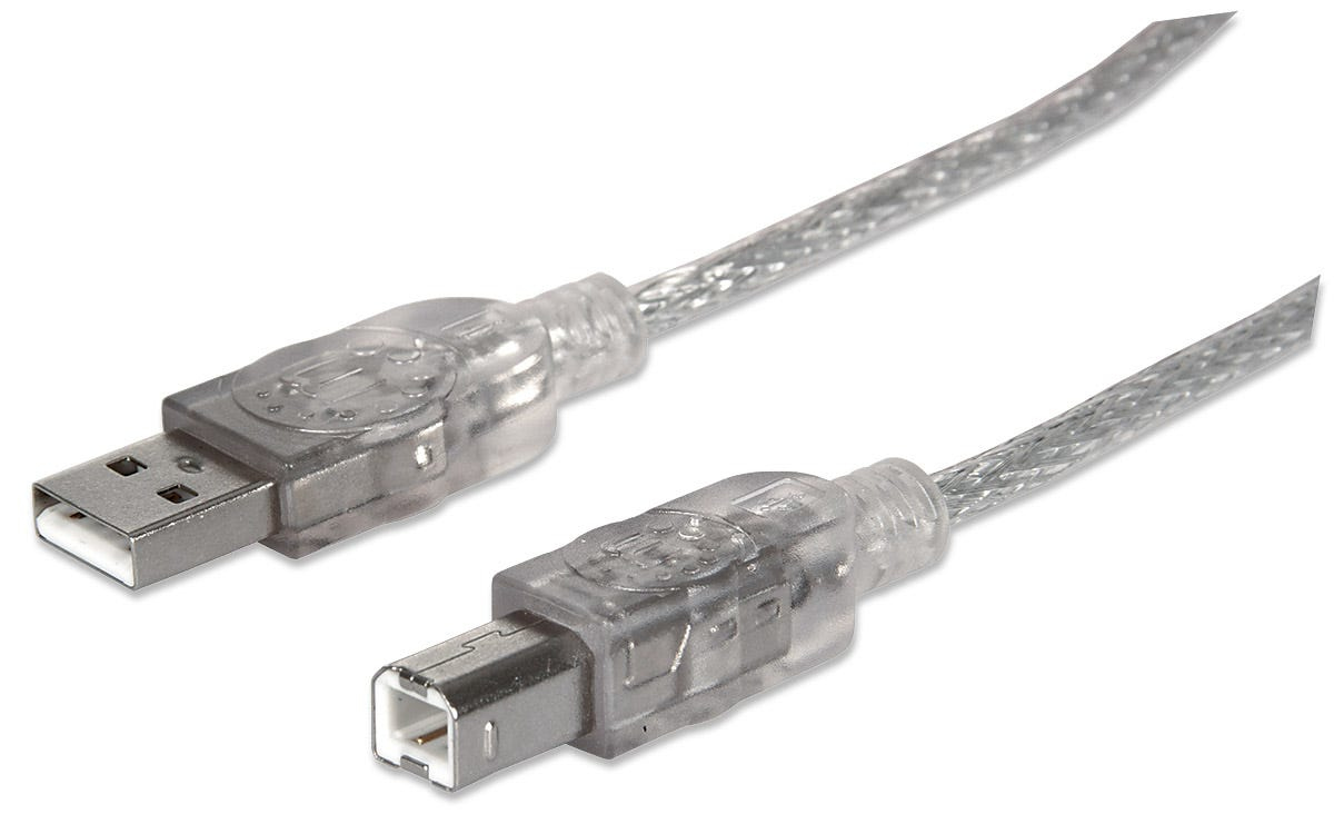 Manhattan 340458 USB-kabel USB 2.0 3 m USB A USB B Sølv