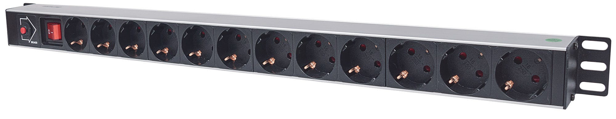 Intellinet 714044 strømforsyningsenhed (PDU) 12 AC stikkontakt(er) 1U Sort