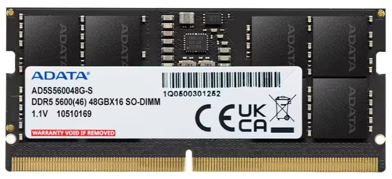 ADATA AD5S560048G-S hukommelsesmodul 48 GB 1 x 48 GB DDR5 5600 MT/s 262-pin SO-DIMM