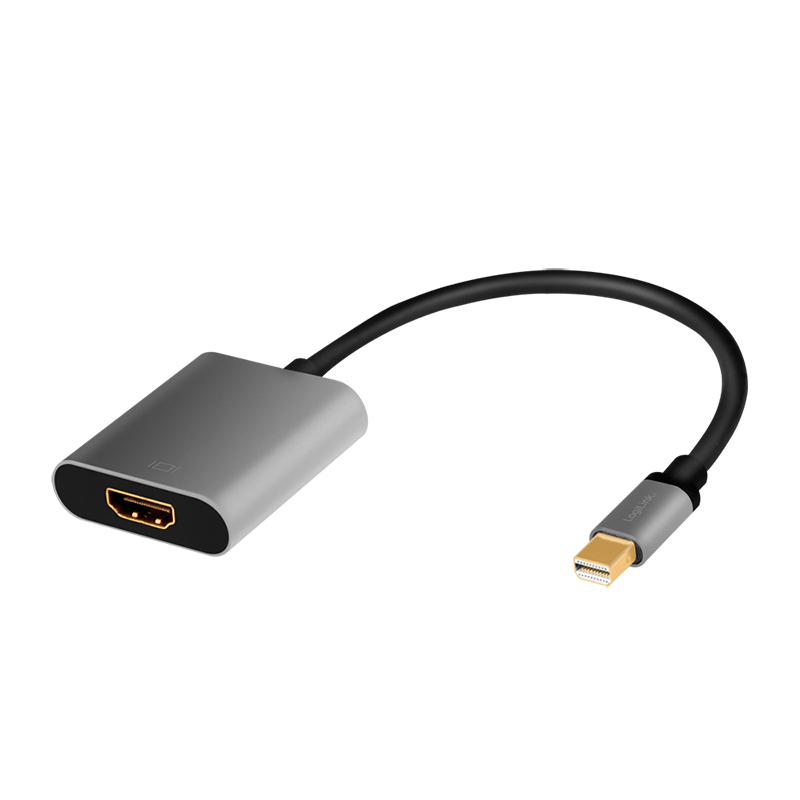 LogiLink CDA0110 videokabel adapter 0,15 m Mini DisplayPort HDMI Sort, Grå