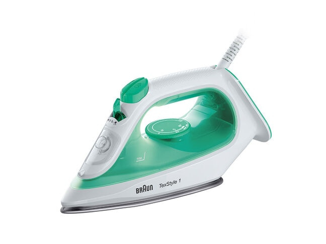 Braun TexStyle 1 SI 1040 GR Dampstrygejern Keramisk strygesål 2000 W Grøn, Hvid