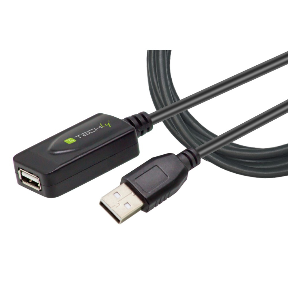 Techly IUSB-REP220TY3 USB-kabel USB 2.0 20 m USB A Sort