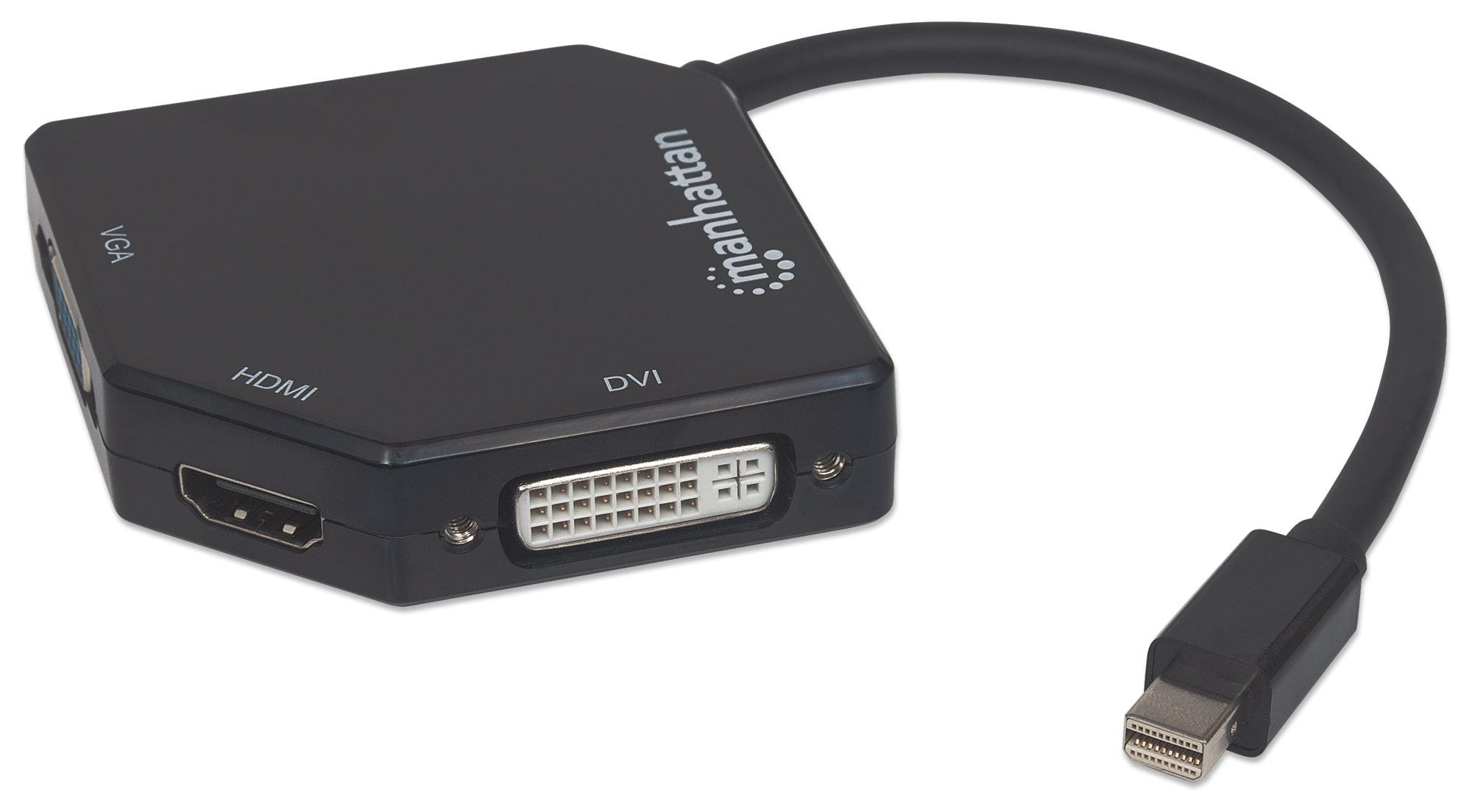 Manhattan 207720 videokabel adapter 0,25 m Mini DisplayPort DVI-I + VGA (D-Sub) + HDMI Sort