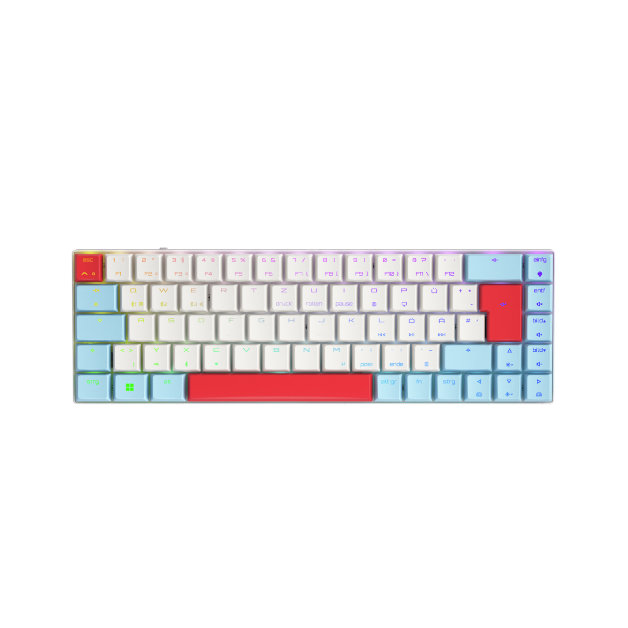 CHERRY MX-LP 2.1 Compact Wireless tastatur Spil RF trådløs + Bluetooth QWERTZ Tysk Hvid