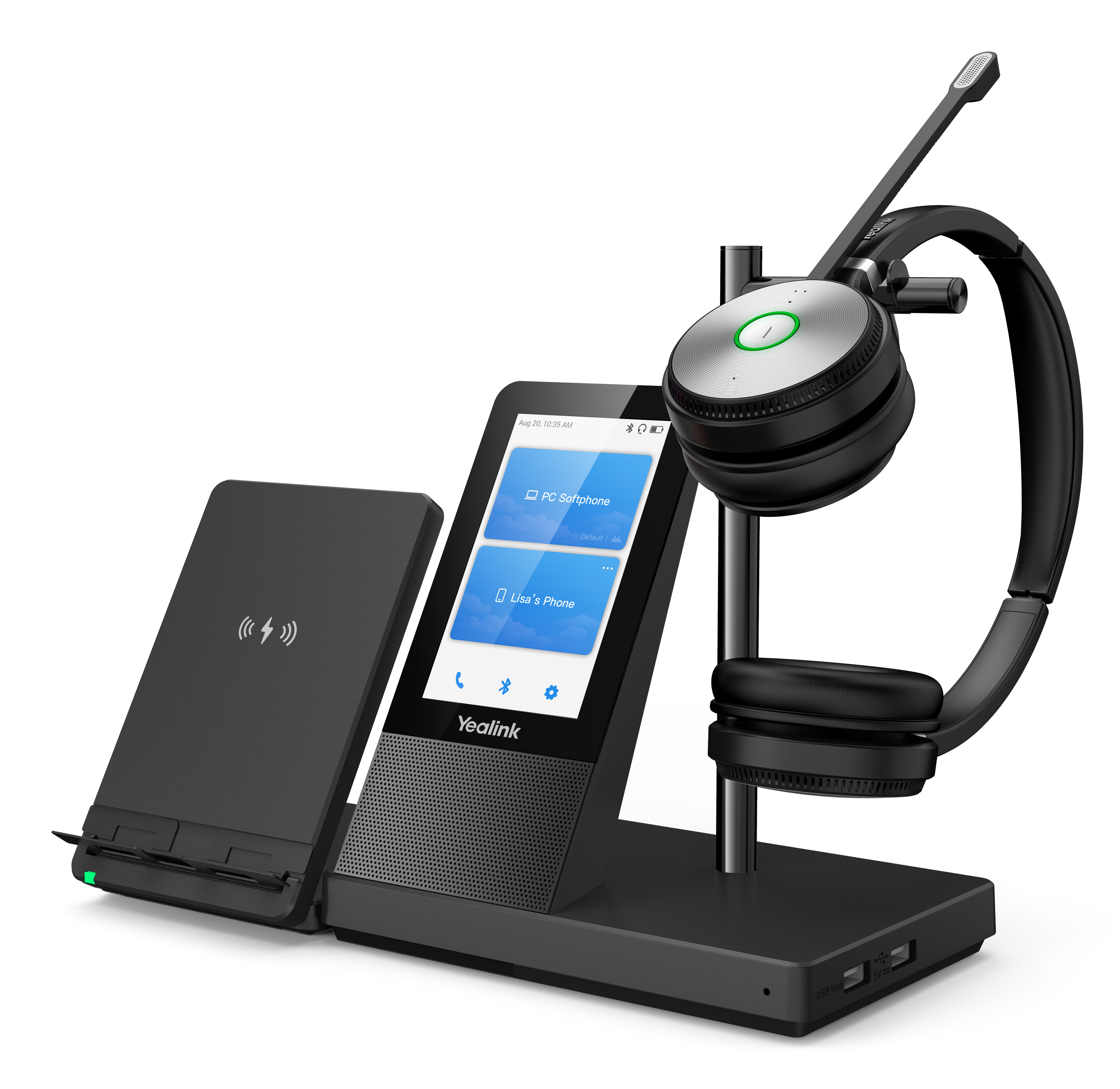 Yealink WH66 Dual UC Headset Trådløs Kontor/Callcenter USB Type-A Bluetooth Opladningsstativ Sort