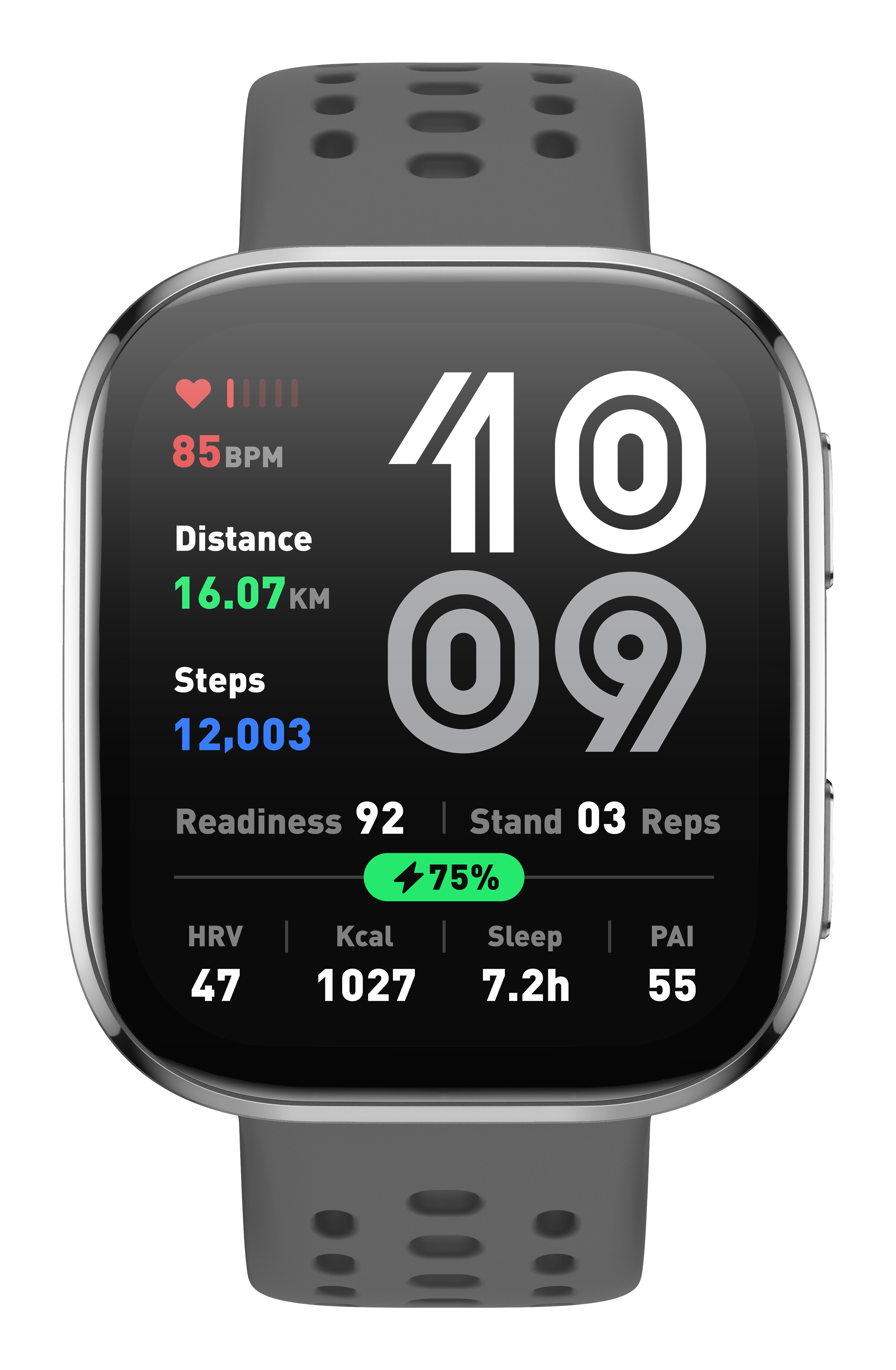 Amazfit Bip 6 Charcoal 5 cm (1.97") AMOLED Digital 390 x 450 pixel Berøringsskærm Sølv GPS (satellit)