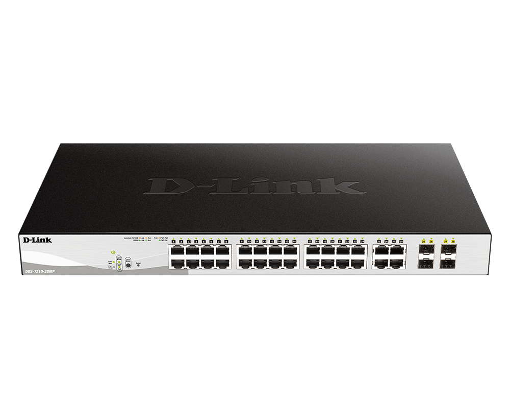 D-Link DGS-1210-28P netværksswitch Administreret L2 Gigabit Ethernet (10/100/1000) Strøm over Ethernet (PoE) 1U Sort