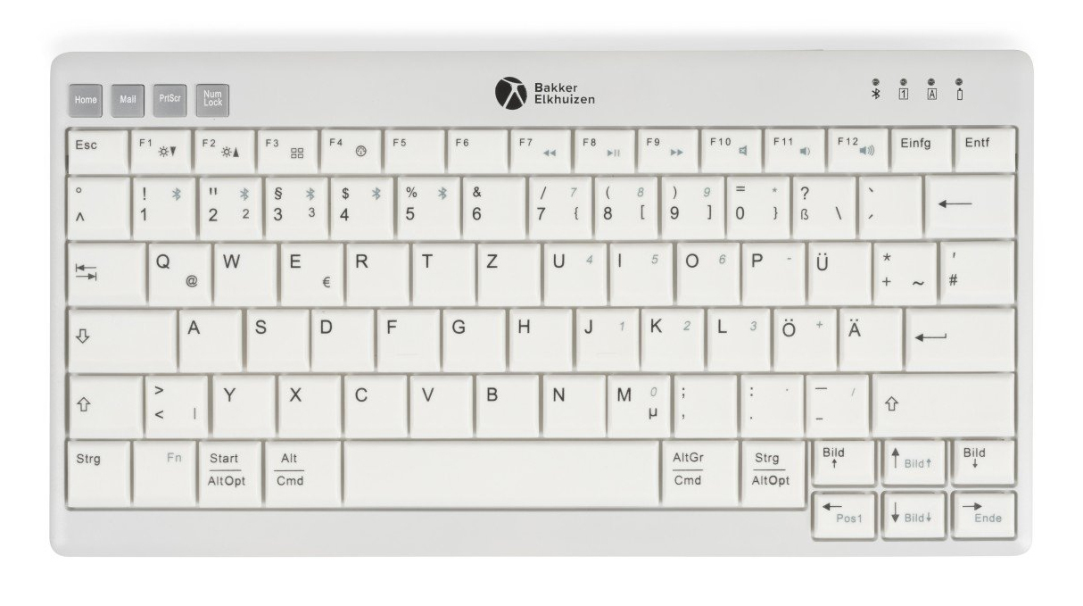 BakkerElkhuizen UltraBoard 950 V2 tastatur Hjem USB + Bluetooth QWERTZ Tysk Mørkegrå, Lys grå
