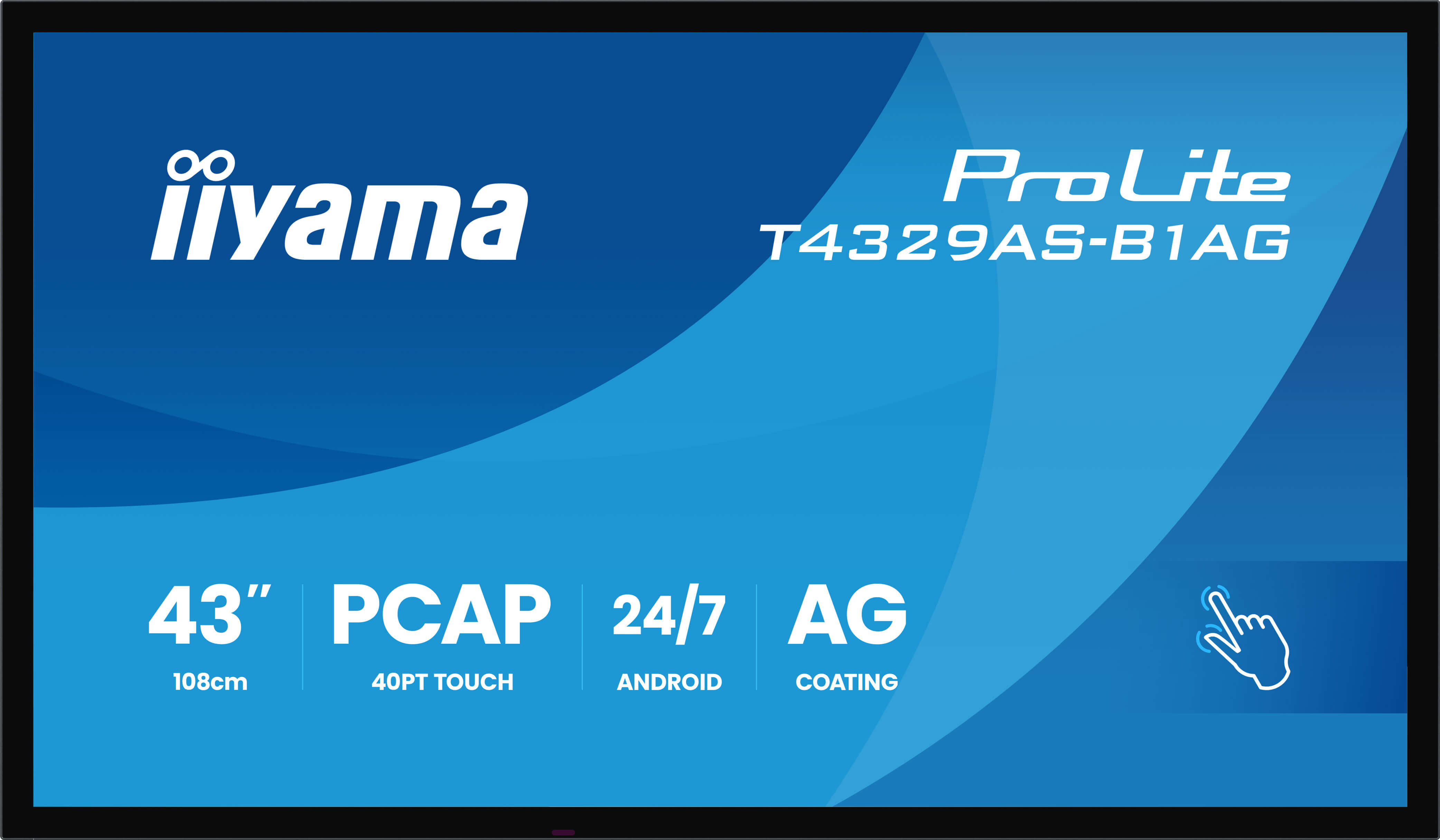 iiyama T4329AS-B1AG skilte display Interaktivt fladpanel 108 cm (42.5") LED Wi-Fi 500 cd/m² 4K Ultra HD Sort Berøringsskærm Indbygget processer Android 24/7