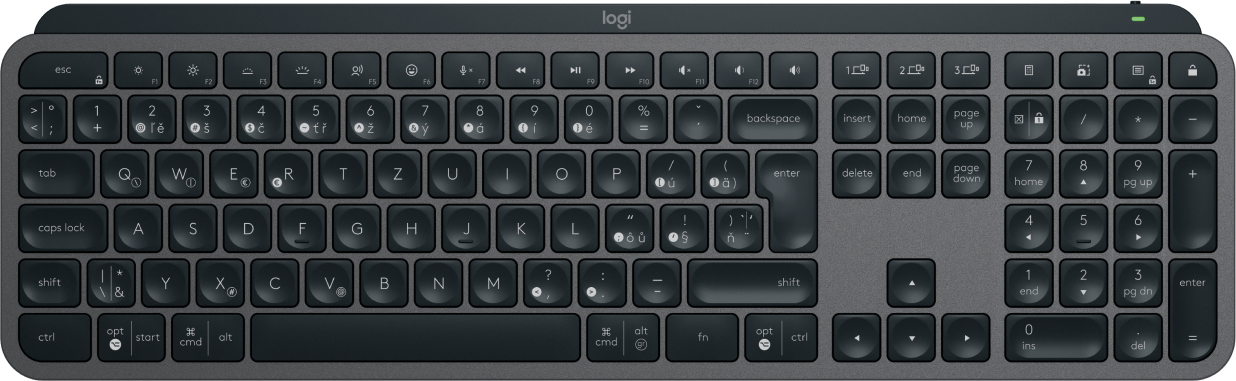 Logitech MX Keys S tastatur Universel RF trådløs + Bluetooth QWERTZ Tjekkisk Grafit