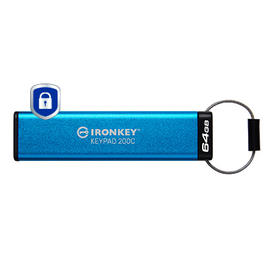 Kingston Technology IronKey 64 GB USB-C Keypad 200C, FIPS 140-3, niv. 3 (afventer) AES-256