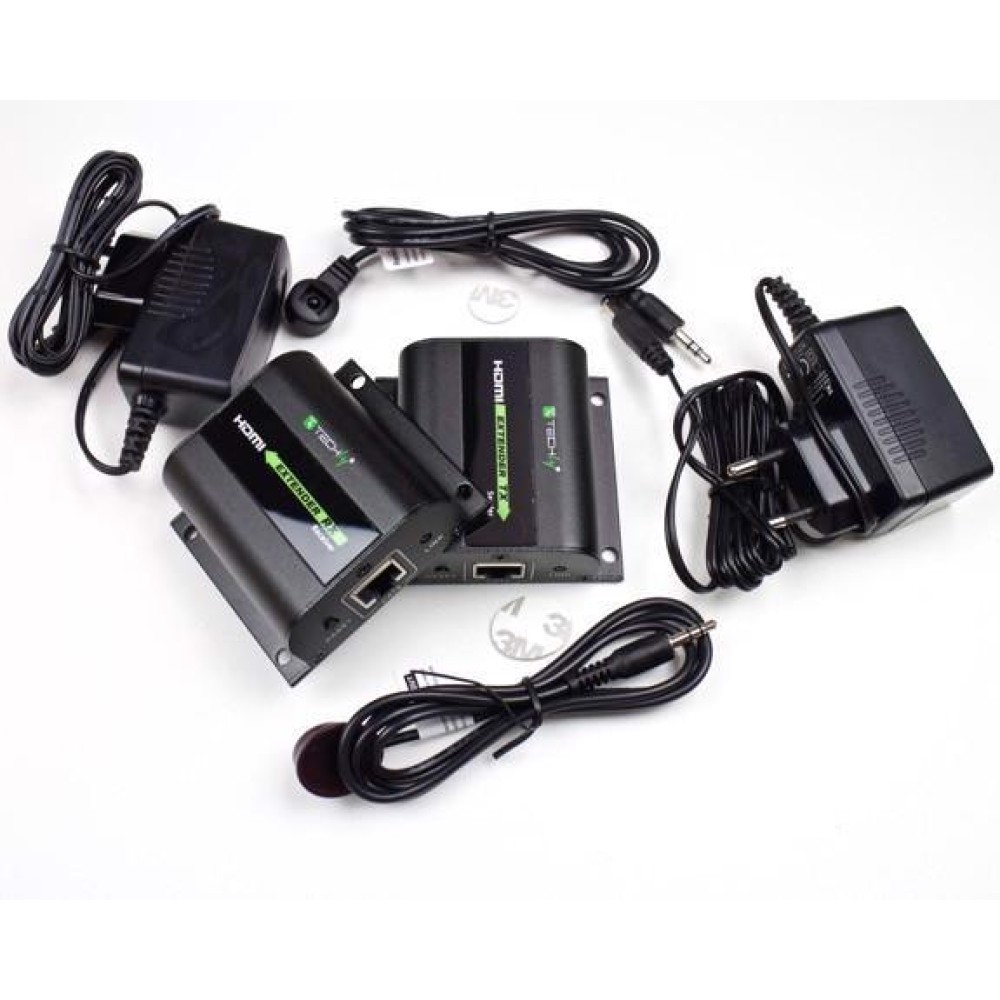 Techly IDATA EXT-E70I AV forlænger AV sender & modtager Sort