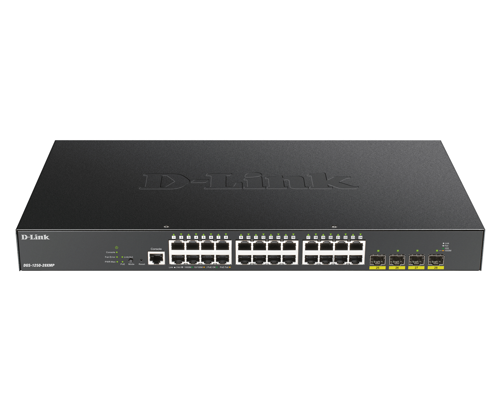 D-Link DGS-1250-28XMP Administreret L3 Gigabit Ethernet (10/100/1000) Strøm over Ethernet (PoE) Sort