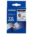 Brother Black on White Gloss Laminated Tape, 6mm etiketbånd TZ