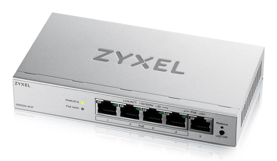Zyxel GS1200-5HPV3 Administreret L2 Gigabit Ethernet (10/100/1000) Strøm over Ethernet (PoE) Desktop Grå