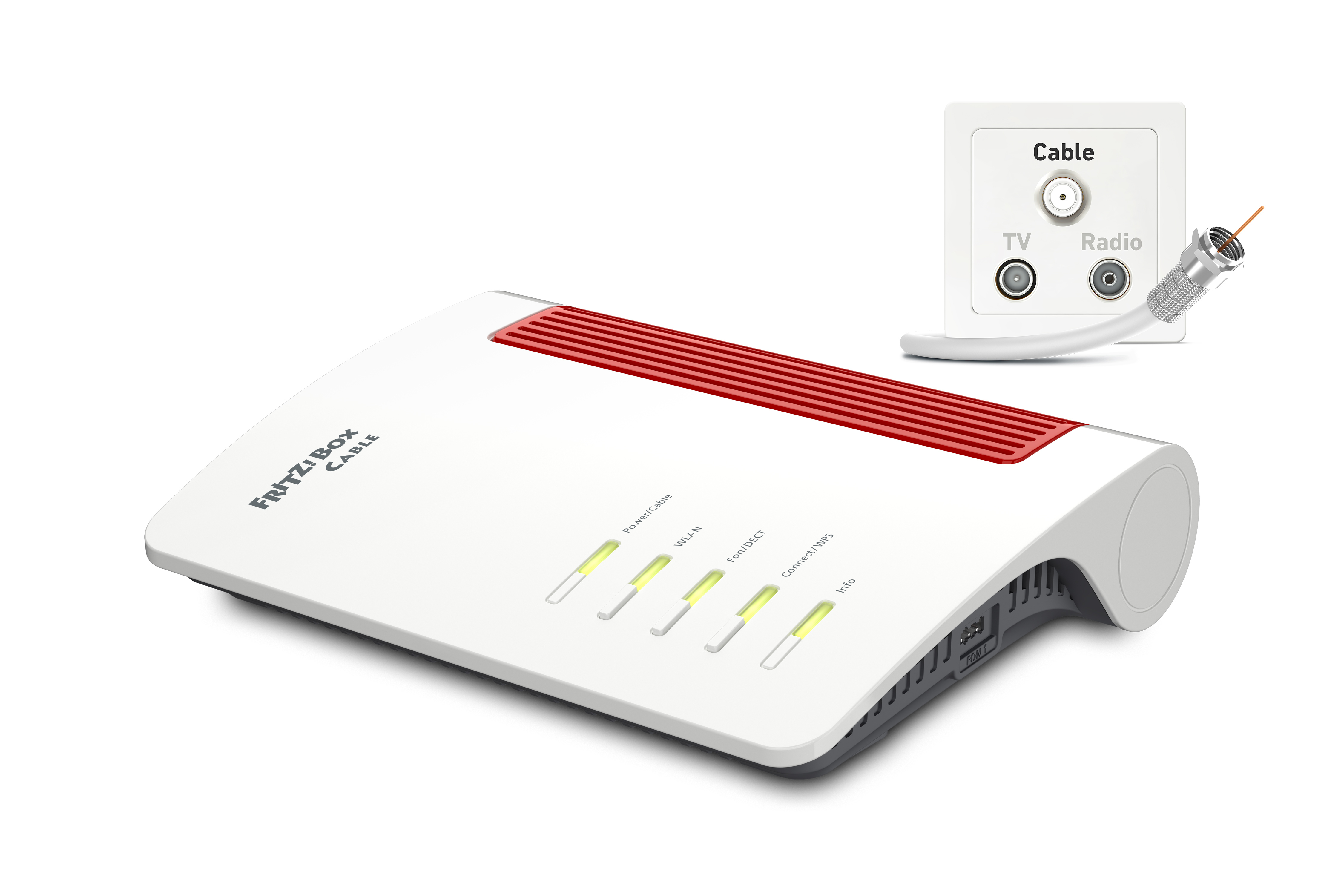 FRITZ!Box 6670 Cable Edition International trådløs router 2.5 Gigabit Ethernet Dual-band (2,4 GHz / 5 GHz) Rød, Hvid