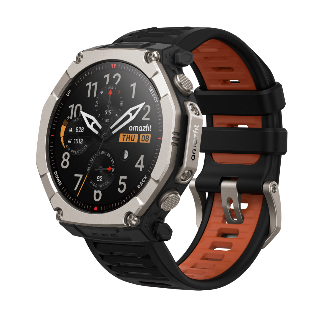 Amazfit T-Rex Ultra 2 129,5 cm (51") AMOLED 51 mm Digital 480 x 480 pixel Berøringsskærm Titanium Wi-Fi GPS (satellit)