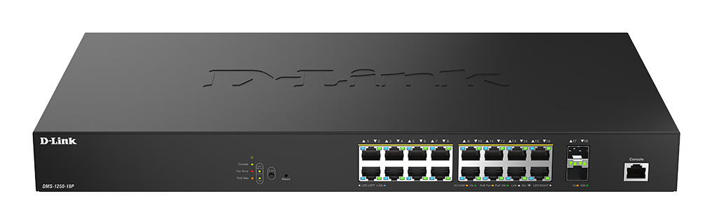 D-Link DMS-1250-18P/E netværksswitch Administreret L2 2.5G Ethernet (100/1000/2500) Strøm over Ethernet (PoE) Sort