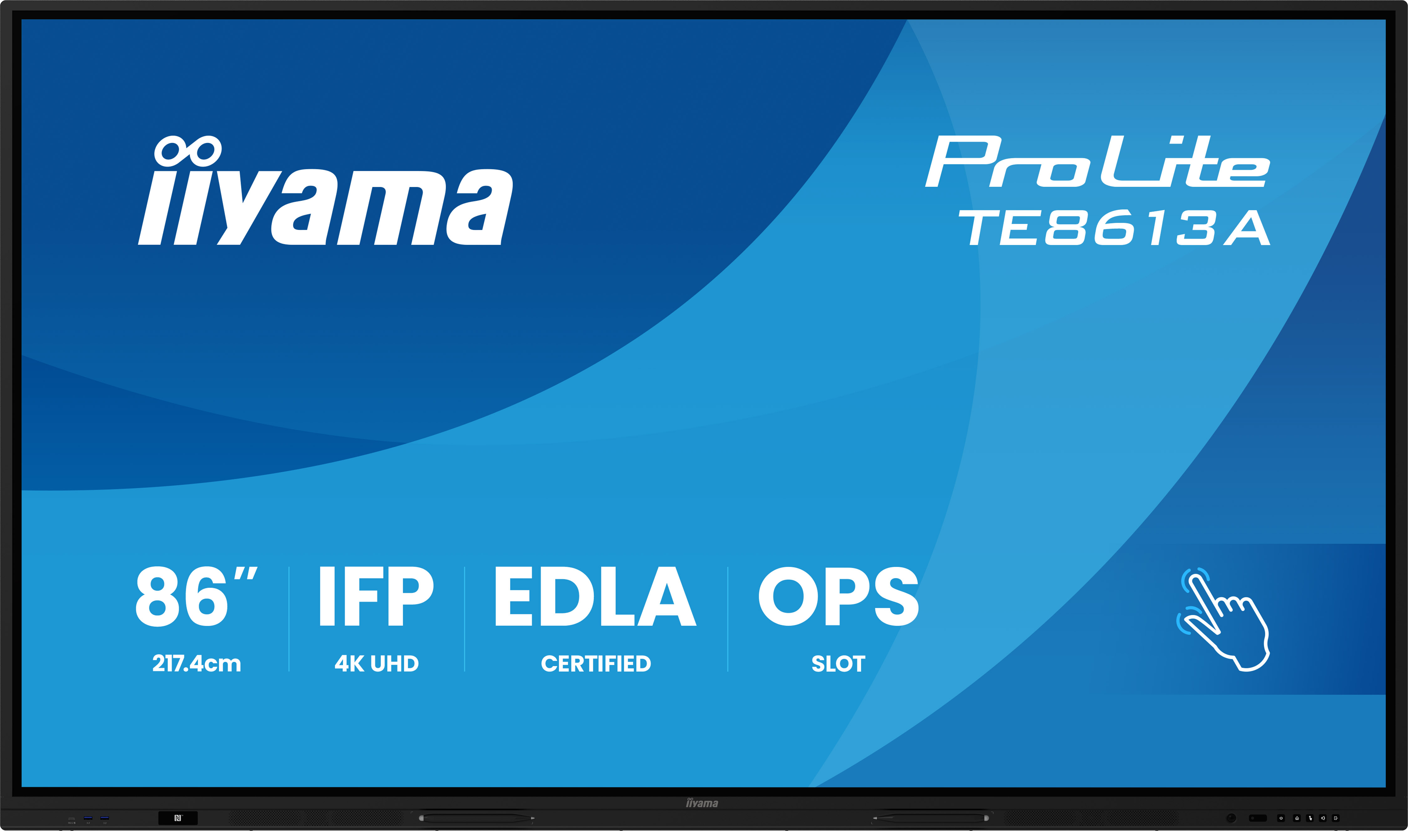 iiyama TE8613A-B3AG skilte display Interaktivt fladpanel 2,17 m (85.6") LCD Wi-Fi 500 cd/m² 4K Ultra HD Sort Berøringsskærm Indbygget processer Android 24/7