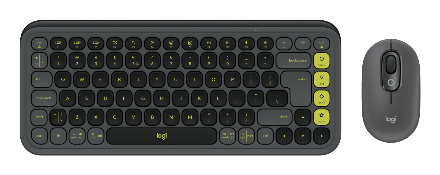 Logitech POP Icon Combo tastatur Mus inkluderet Universel Bluetooth QWERTY US International Granit, Grøn