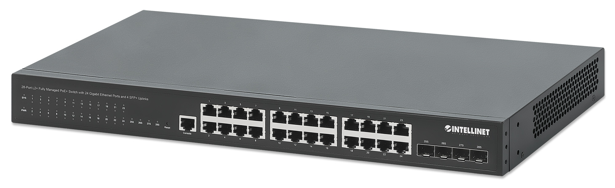 Intellinet 561846 netværksswitch Administreret L2+ Gigabit Ethernet (10/100/1000) Strøm over Ethernet (PoE) 1U Sort