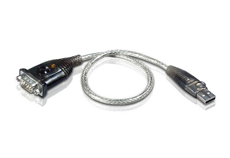 ATEN UC232A-AT serielkabel Rustfrit stål, Transparent, Sort 0,35 m USB Type-A DB-9