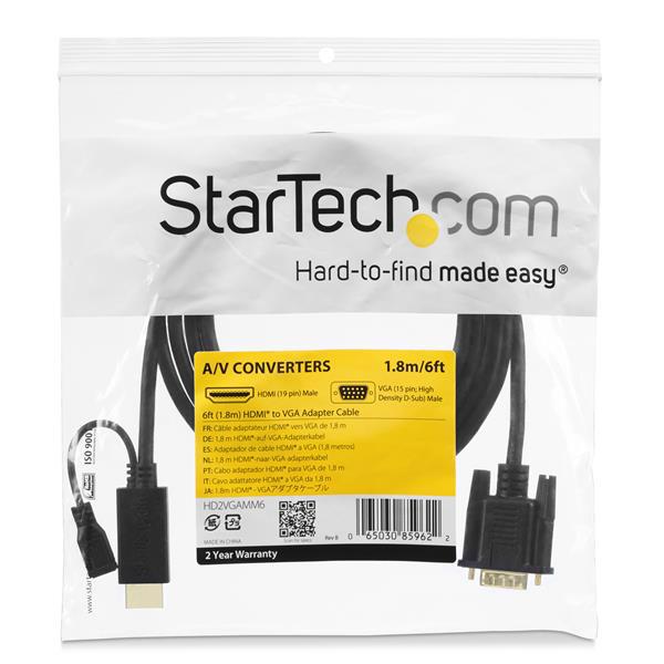 StarTech.com HD2VGAMM3 videokabel adapter 0,9 m VGA (D-Sub) HDMI + Micro USB Sort