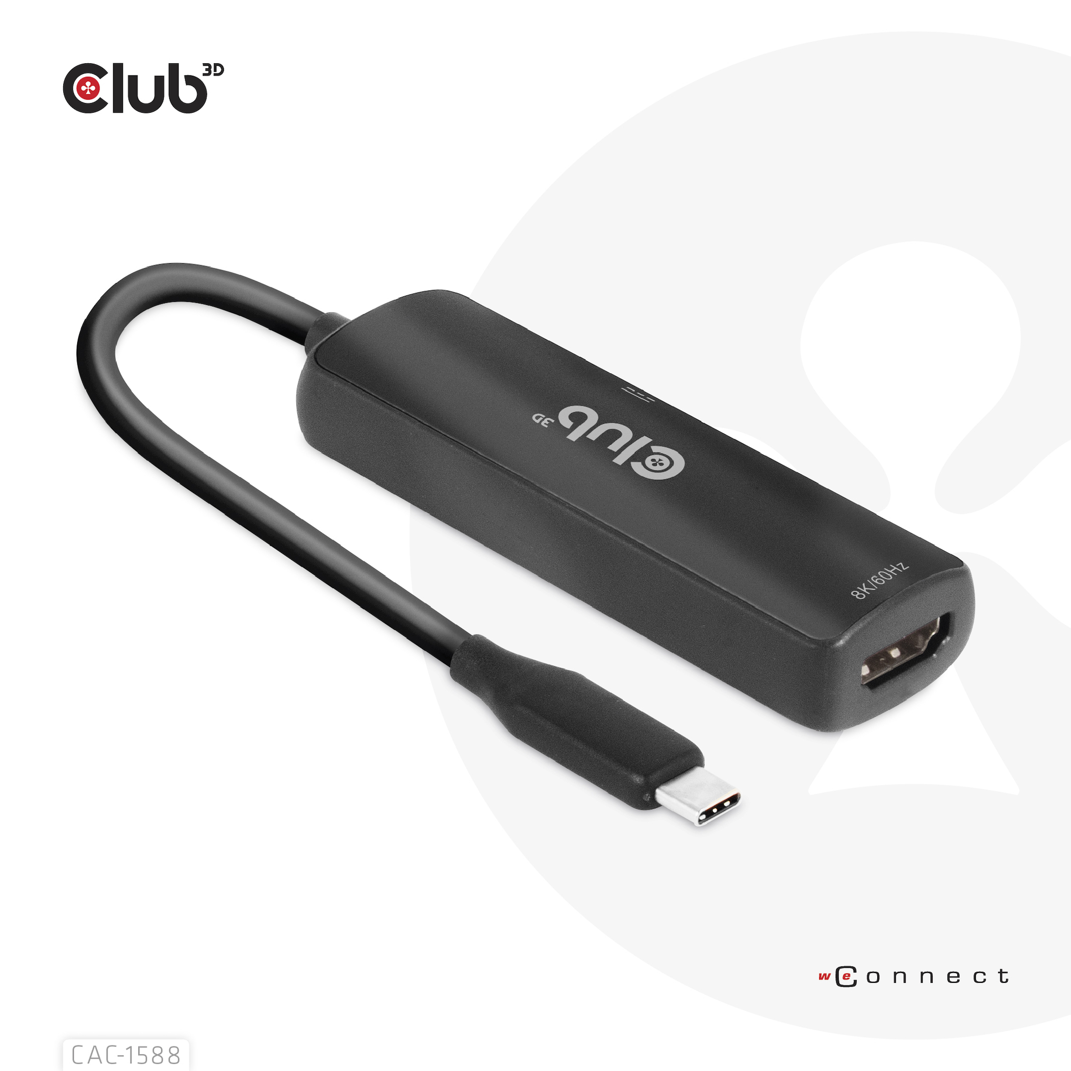CLUB3D CAC-1588 videokabel adapter 0,17 m USB Type-C HDMI Sort
