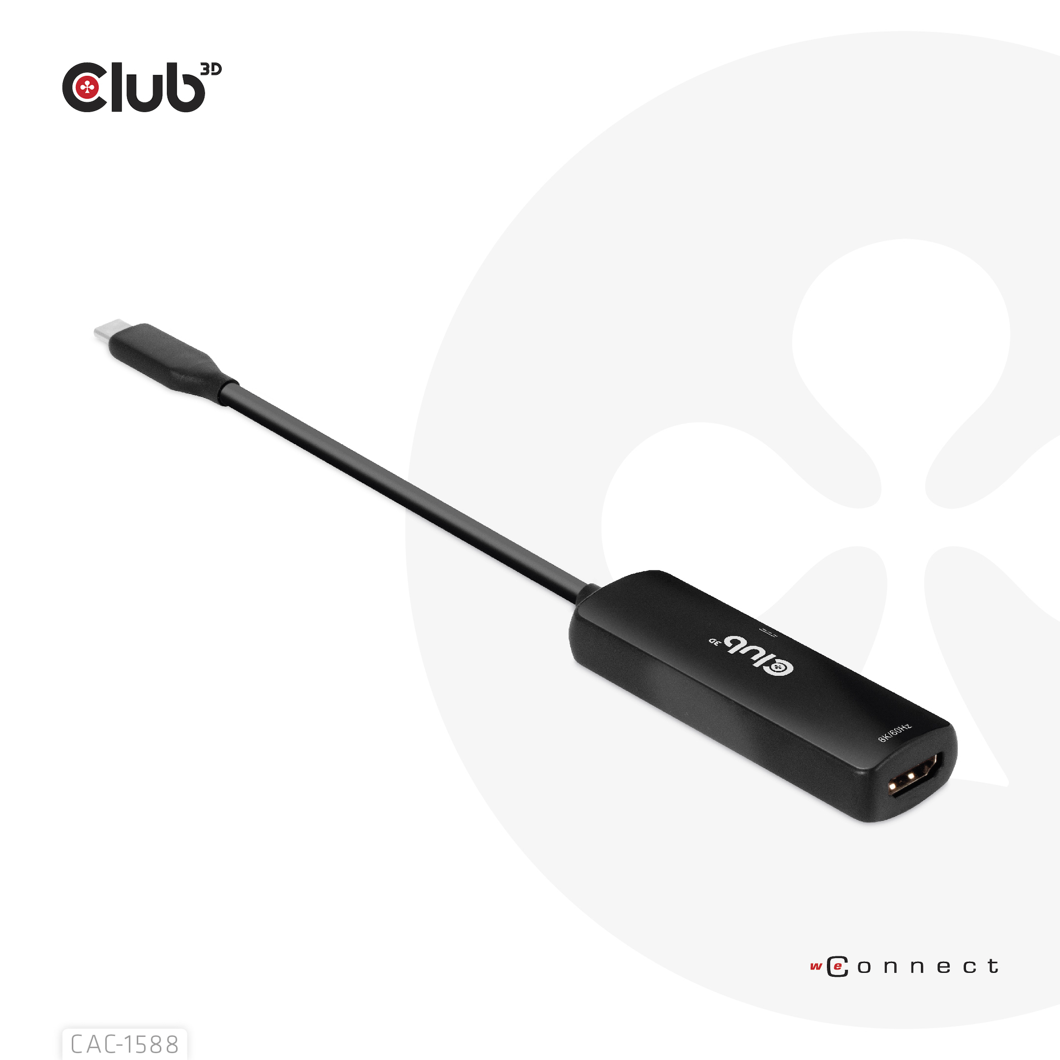 CLUB3D CAC-1588 videokabel adapter 0,17 m USB Type-C HDMI Sort