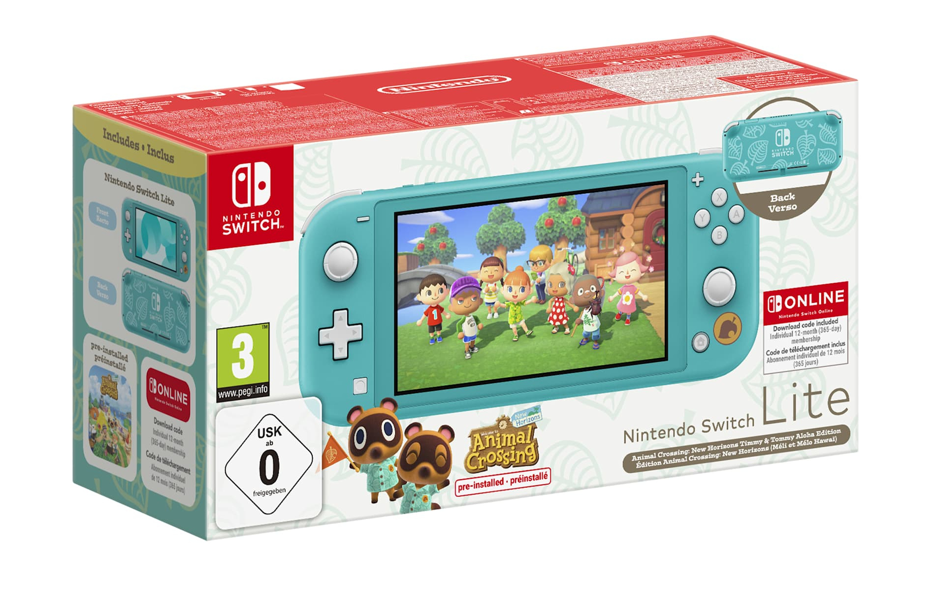 Nintendo Switch Lite Animal Crossing: New Horizons Timmy & Tommy Aloha Edition bærbar spilkonsol 14 cm (5.5") 32 GB Berøringsskærm Wi-Fi Turkis