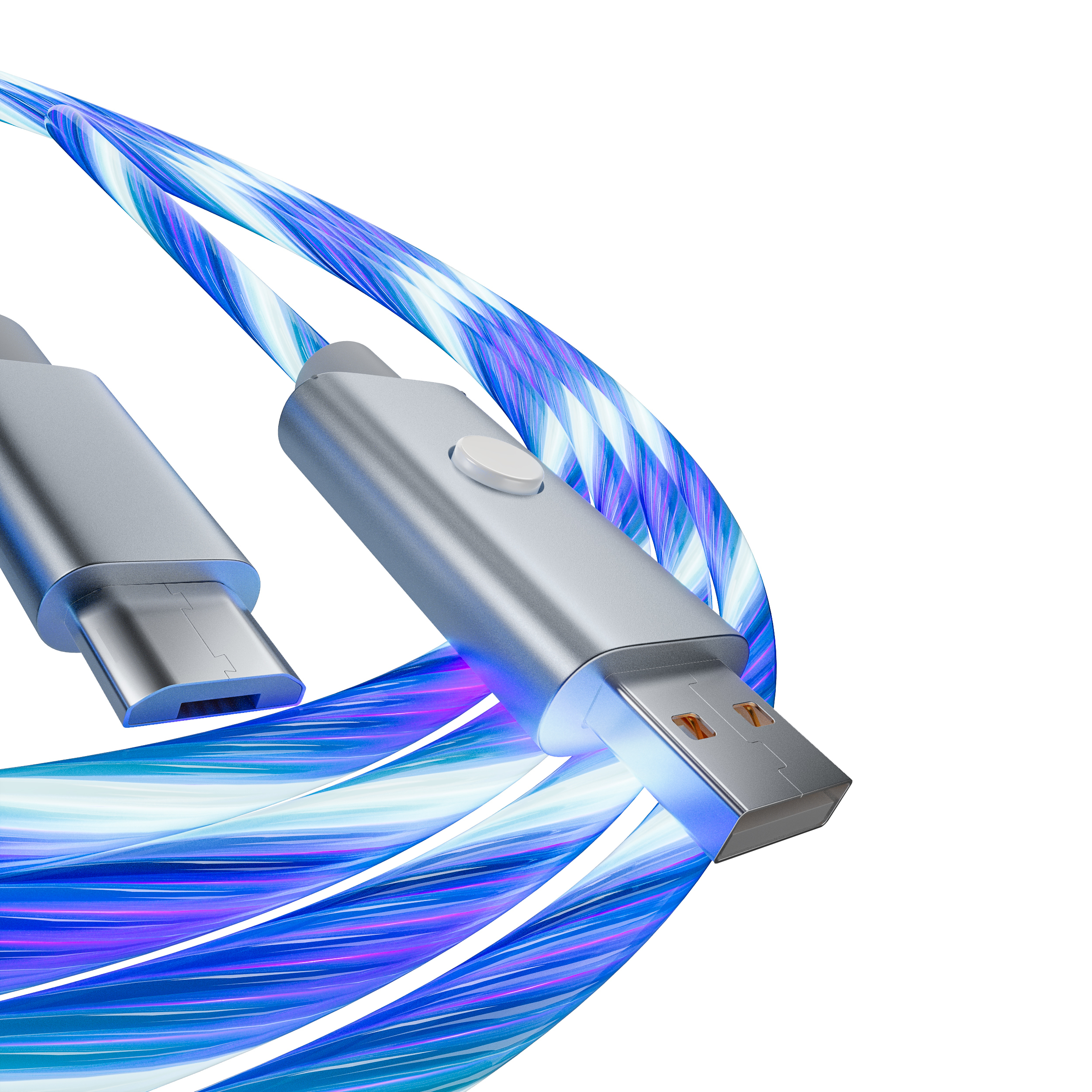 Oniverse 3701417802597 USB-kabel 2 m USB A Micro-USB B Blå, Sølv