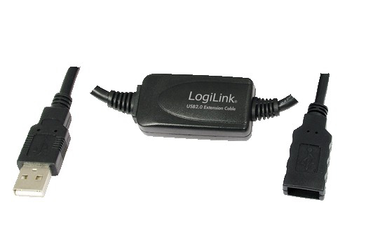 LogiLink 15M USB 2.0 - USB 2.0 M/F USB-kabel USB A 0,48 Gbit/sek. Sort
