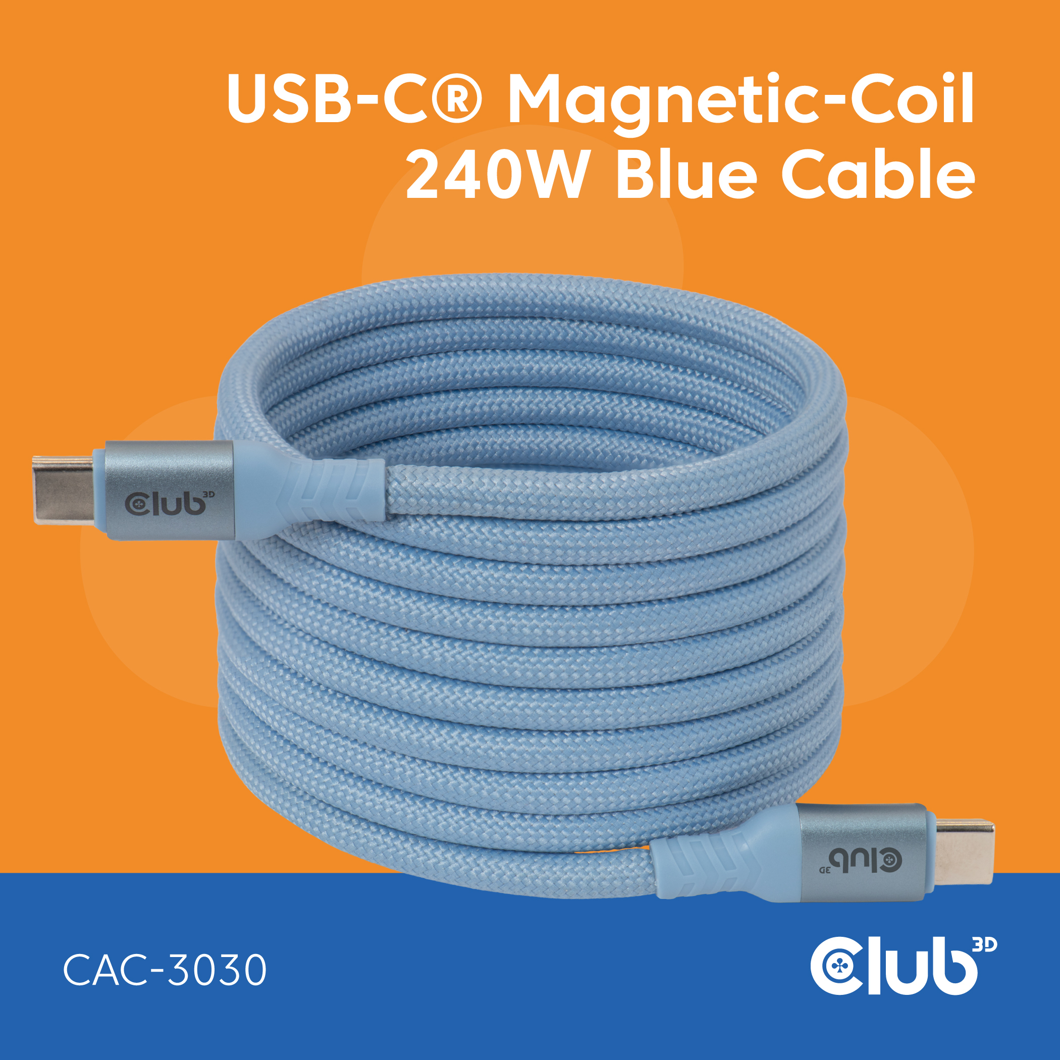 CLUB3D CAC-3030 USB-kabel 2 m USB C Blå