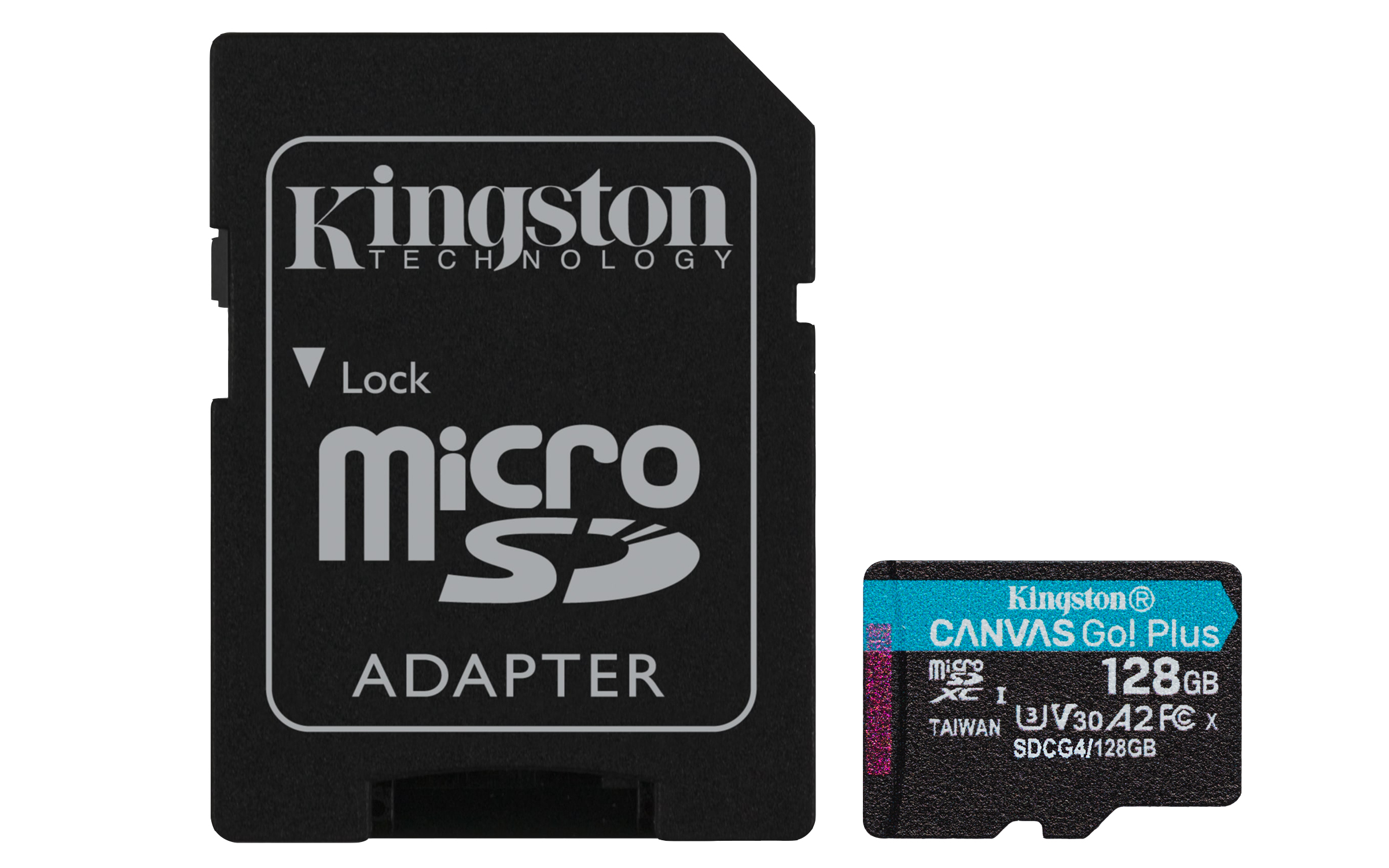 Kingston Technology 128 GB microSDXC Canvas Go! Plus Gen4 200 MB/s A2 U3 V30-kort + adapter