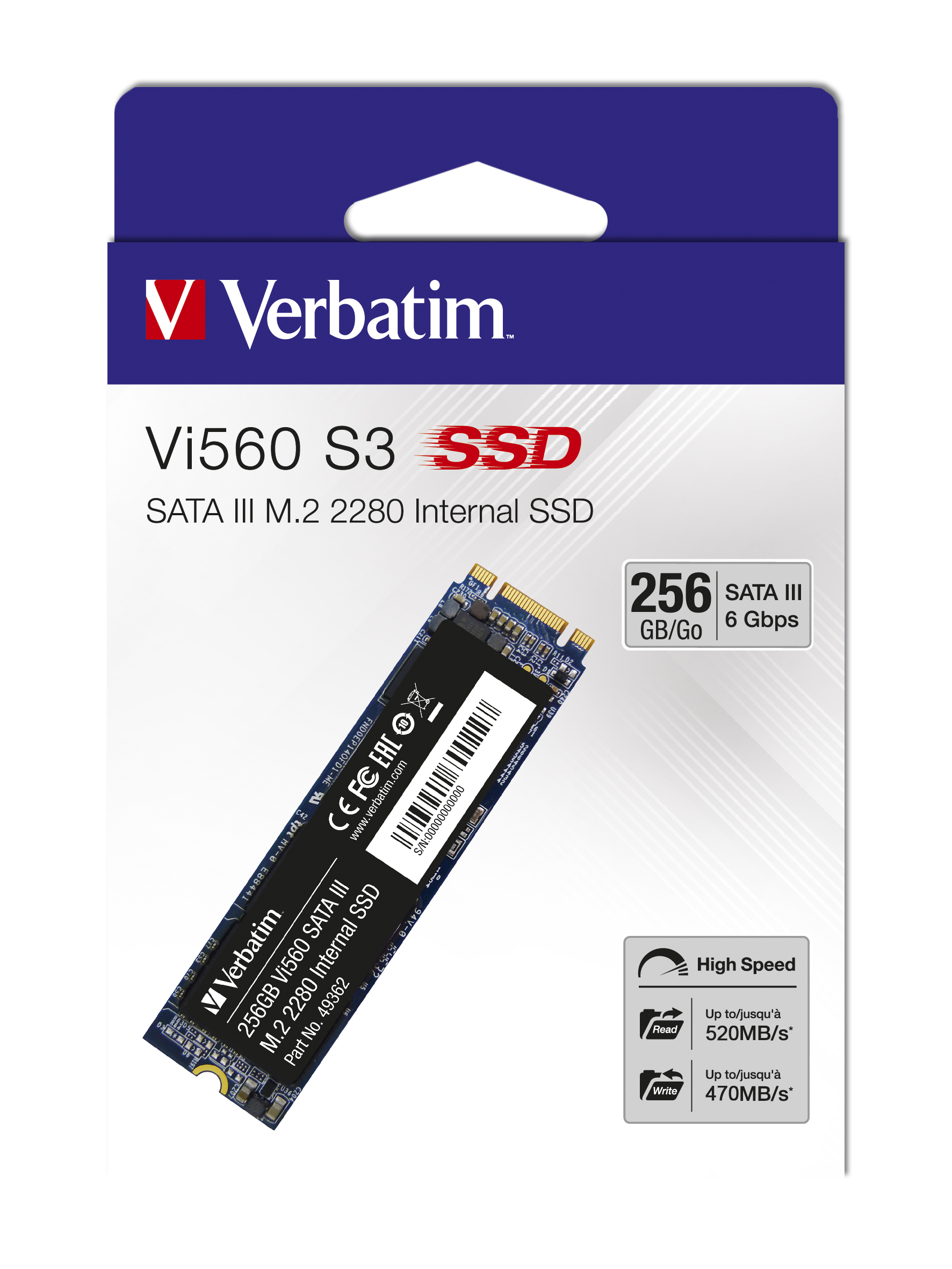 Verbatim Vi560 S3 256 GB M.2 Serial ATA III 3D NAND