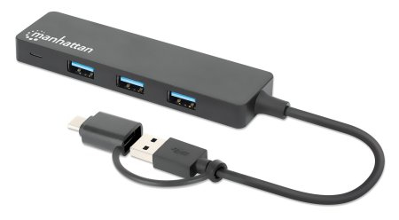 Manhattan 180863 interface hub USB 3.2 Gen 1 (3.1 Gen 1) Type-A + Type-C 5000 Mbit/s Sort