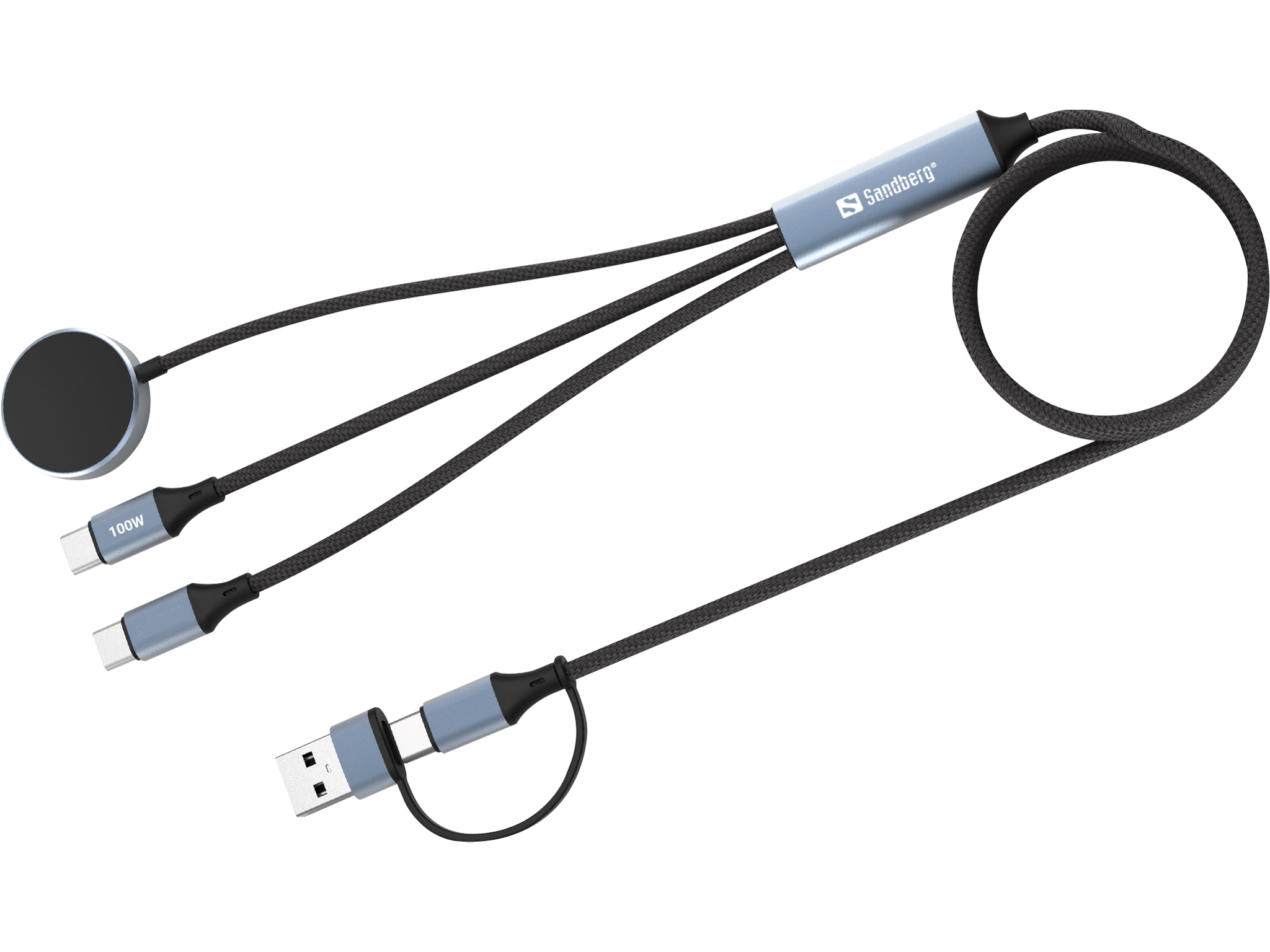 Sandberg 441-69 USB-kabel 1,2 m USB A/USB C 100 W Sort
