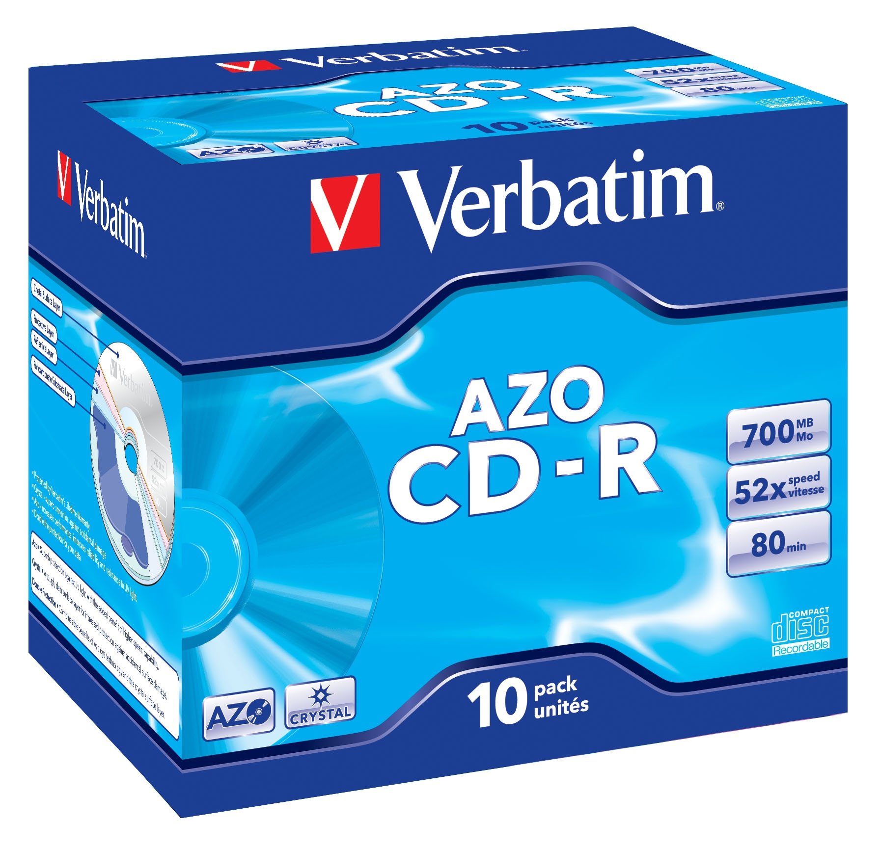 Verbatim CD-R AZO Crystal 700 MB 52x 10 stk