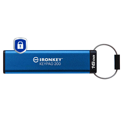 Kingston Technology IronKey 16 GB Keypad 200, FIPS 140-3, niv. 3 (afventer) AES-256 krypteret