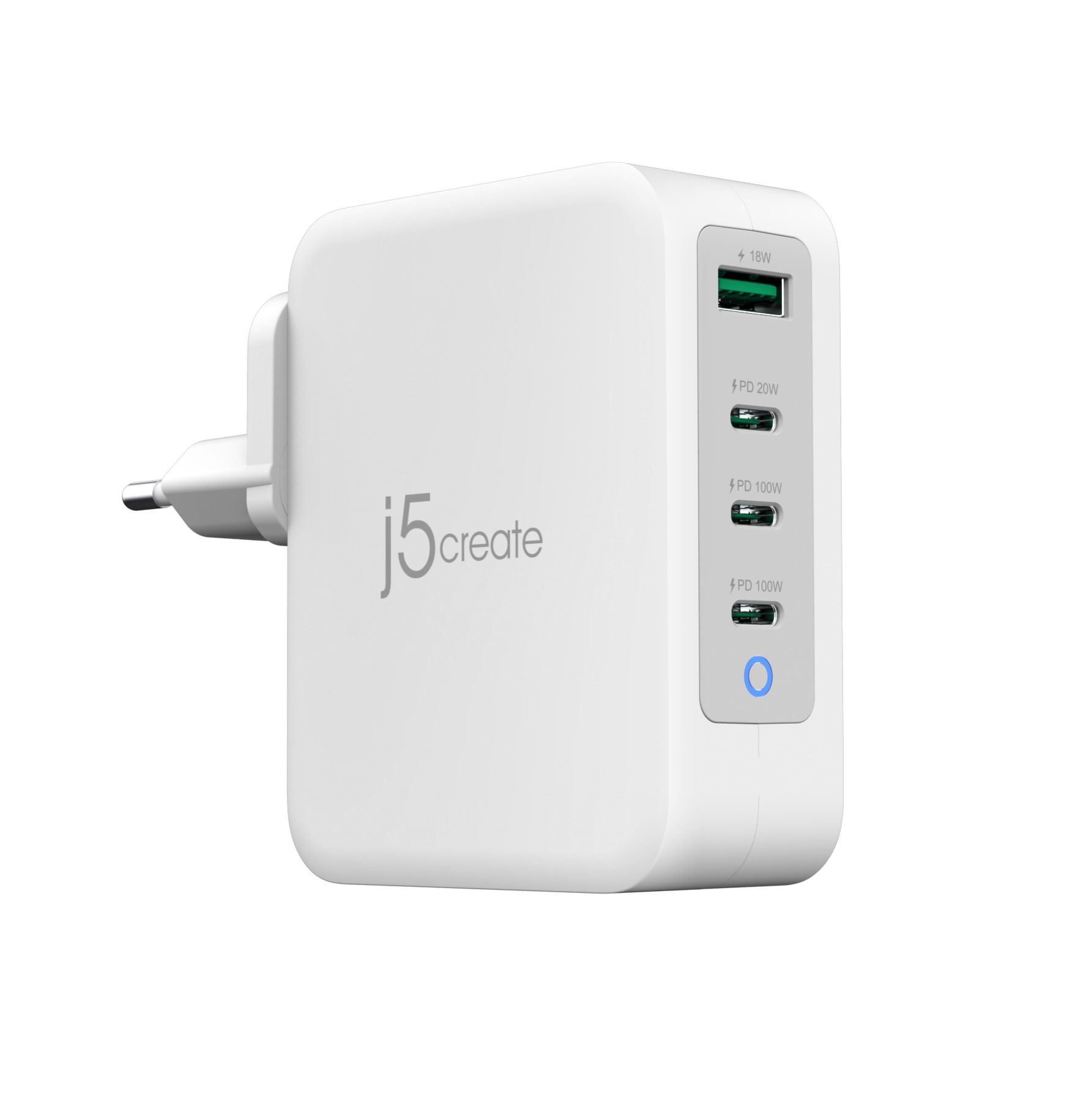 j5create JUP43130E-EN - 130W GaN 4-ports USB-C®-oplader - EU