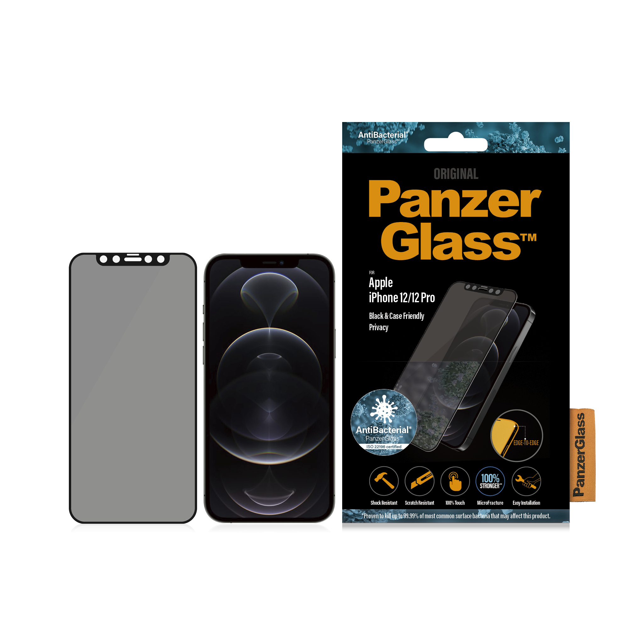 PanzerGlass ® Privacy Skærmbeskyttelse iPhone 12 | 12 Pro | Edge-to-Edge