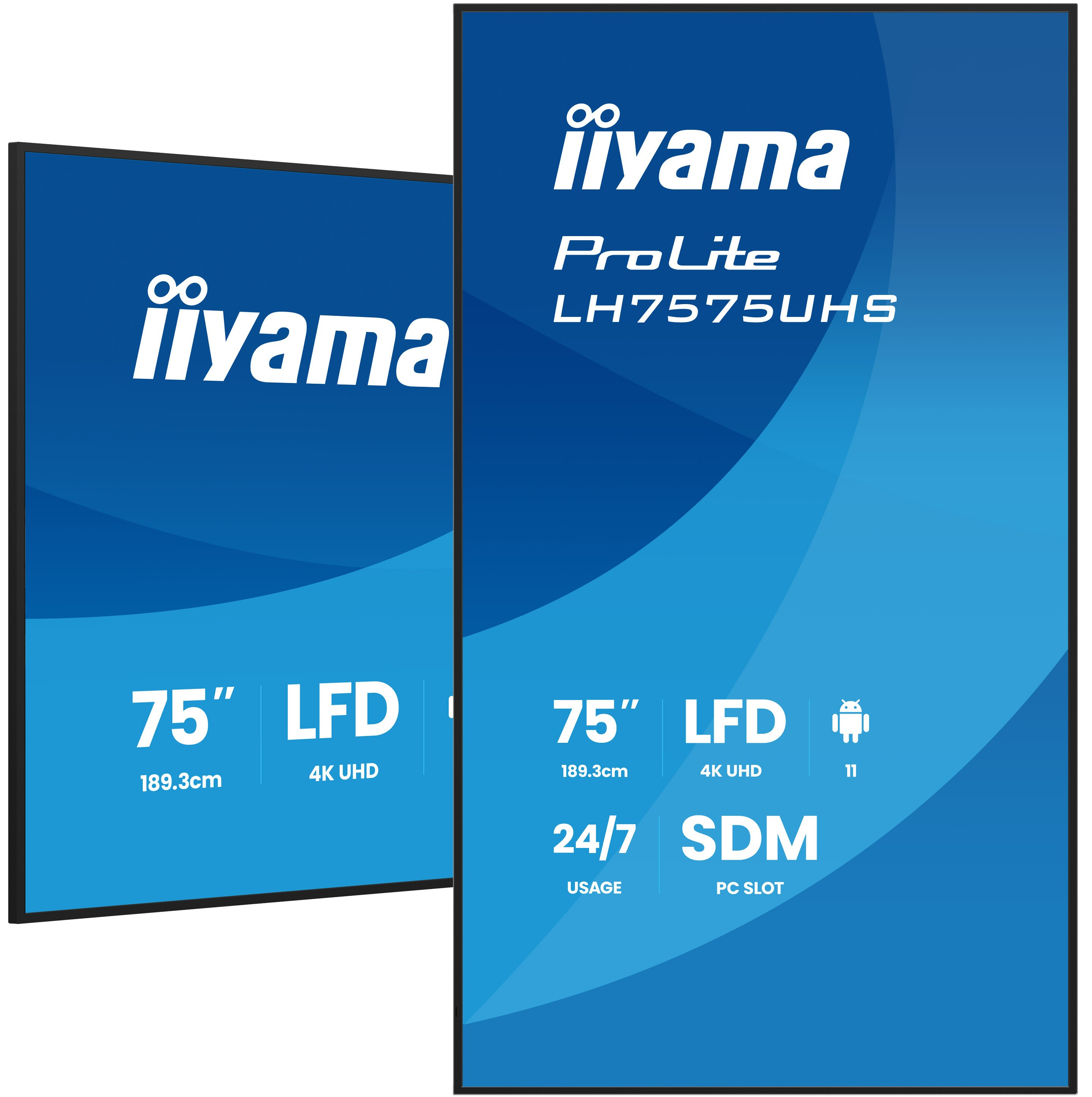 iiyama LH7575UHS-B2AG skilte display Digital fladpaneldisplay 190,5 cm (75") LCD Wi-Fi 500 cd/m² 4K Ultra HD Sort Indbygget processer Android 11 24/7