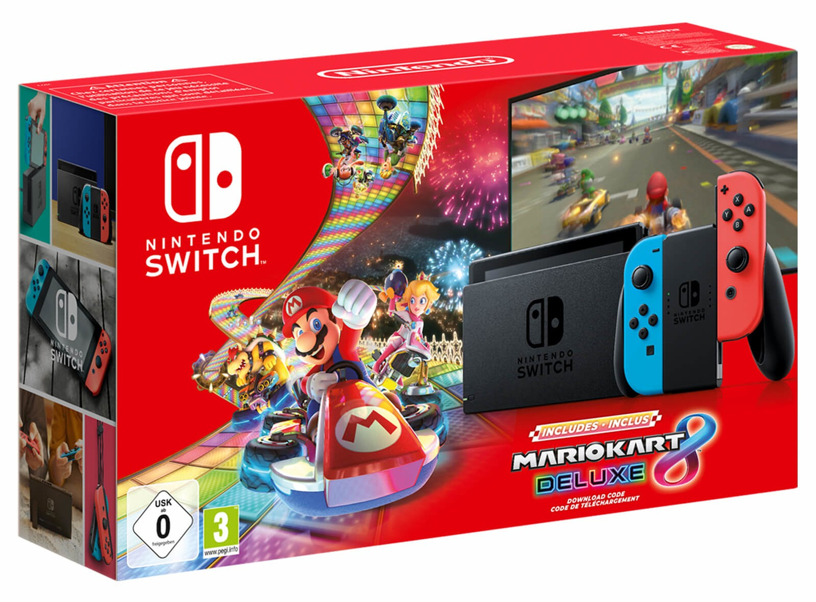 Nintendo Switch + Mario Kart 8 Deluxe bærbar spilkonsol 15,8 cm (6.2") 32 GB Berøringsskærm Wi-Fi Sort, Blå, Rød