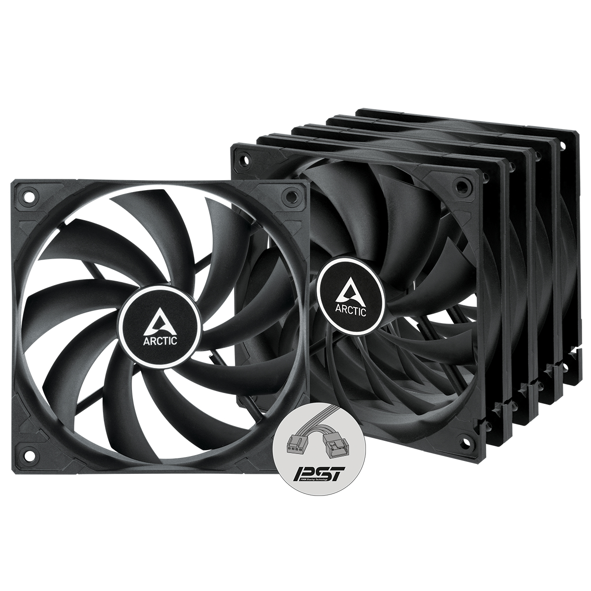ARCTIC F12 PWM PST Computerkabinet Ventilator 12 cm Sort 5 stk